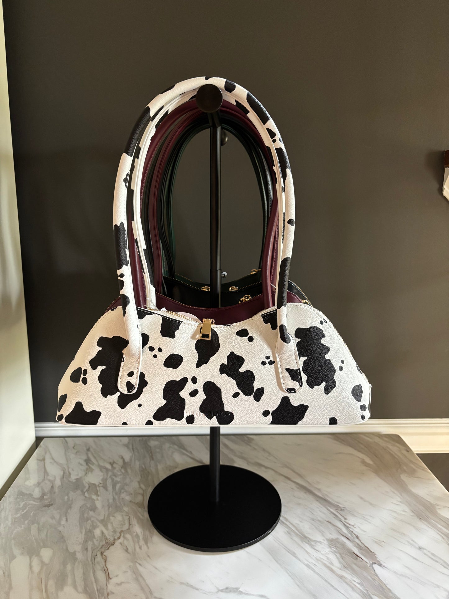 Melie Bianco Dakota East West Shoulder Bag - Cow Print