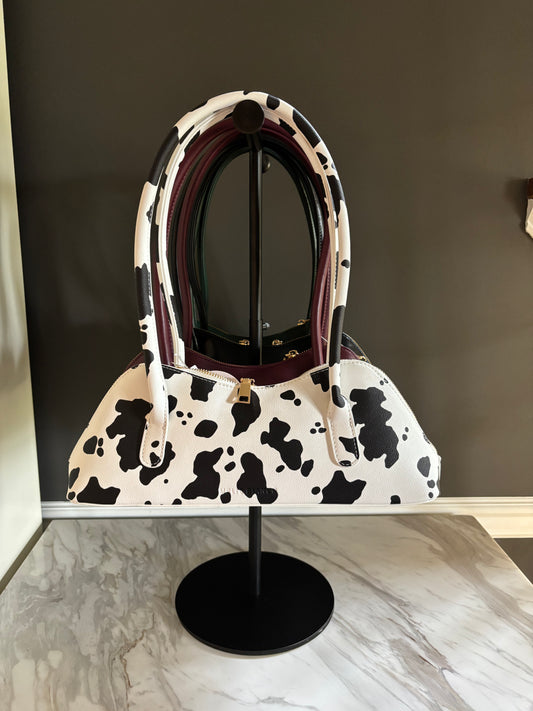 Melie Bianco Dakota East West Shoulder Bag - Cow Print