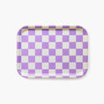 Load image into Gallery viewer, Butter/Lavender Checker Rectangular Serving Tray - 27x20 cm