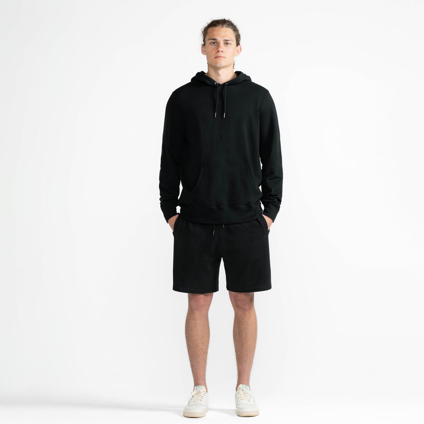 Black Midweight Organic French Terry Hood