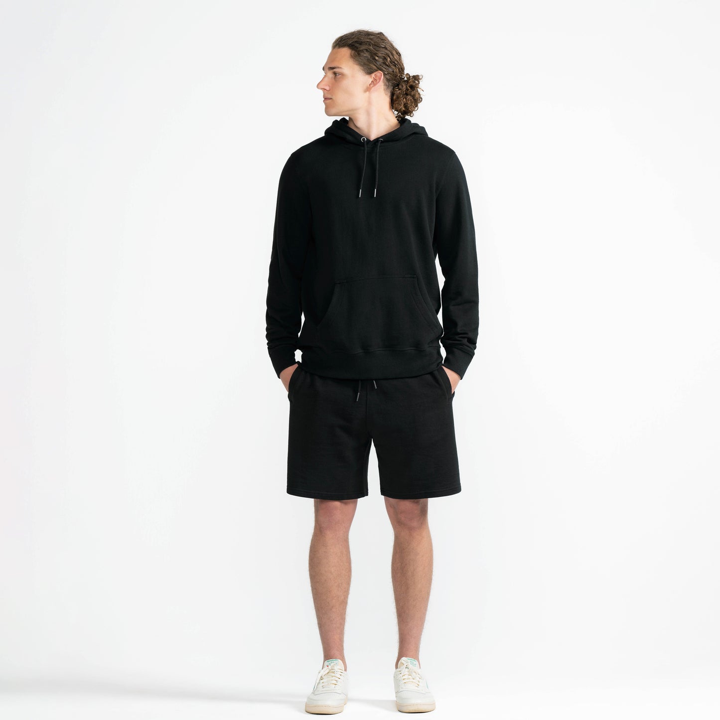 Black Midweight Organic French Terry Hood