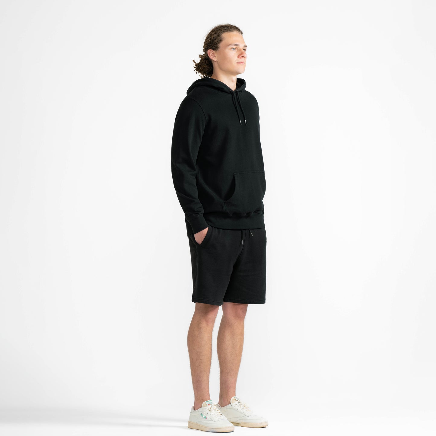 Black Midweight Organic French Terry Hood