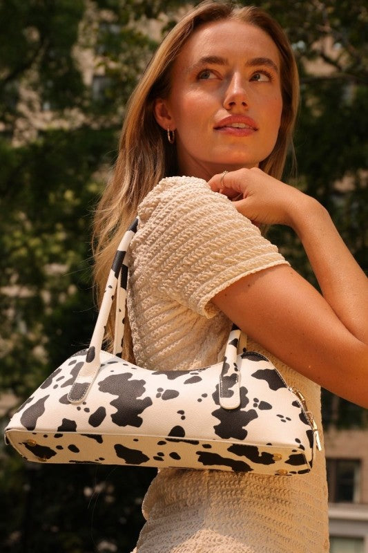 Melie Bianco Dakota East West Shoulder Bag - Cow Print