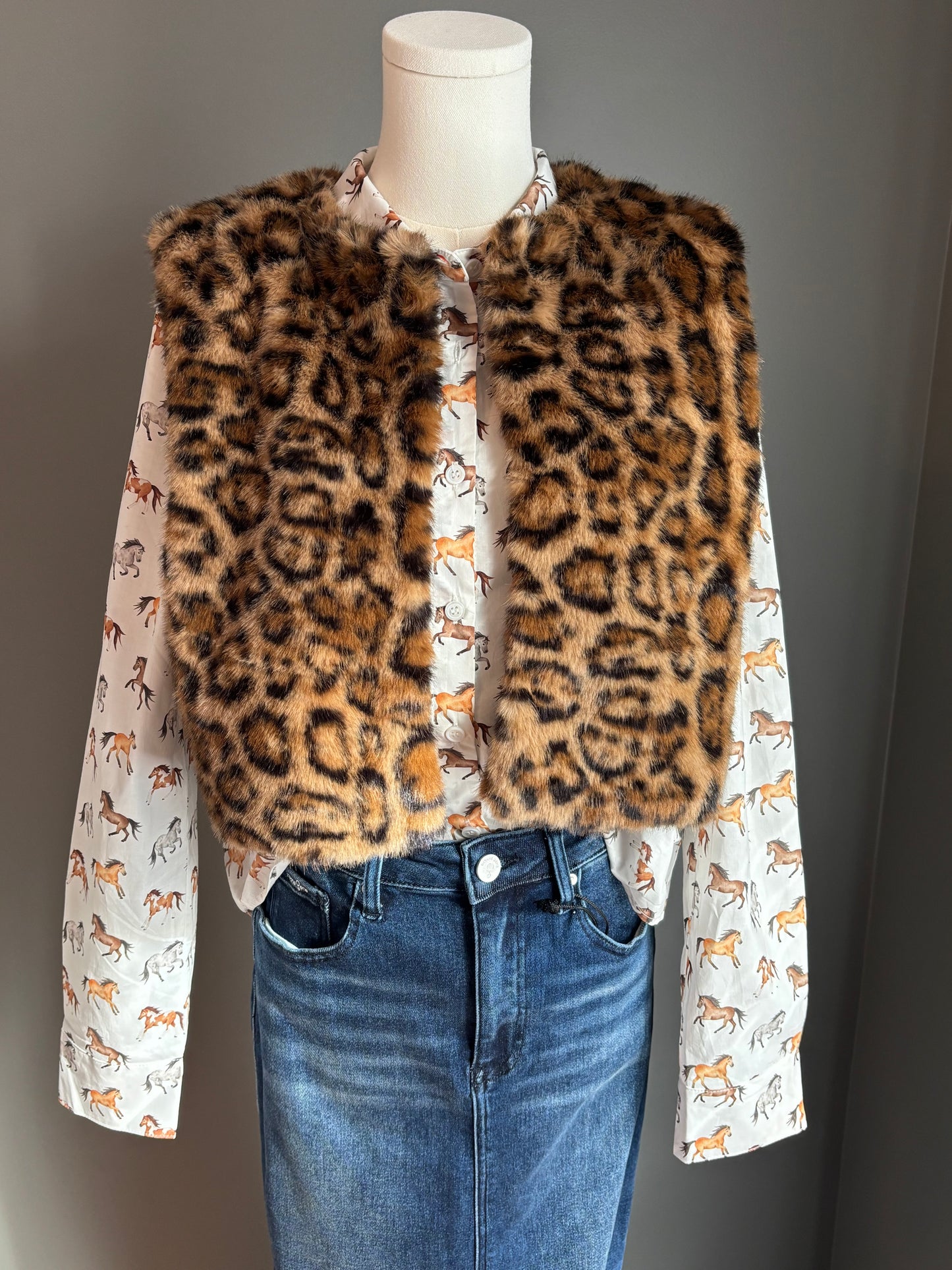 Animal Print Soft Faux Fur Vest