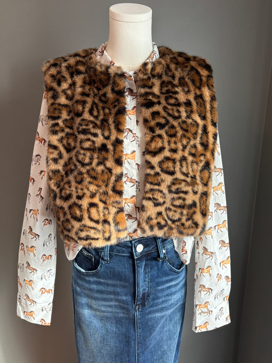 Animal Print Soft Faux Fur Vest