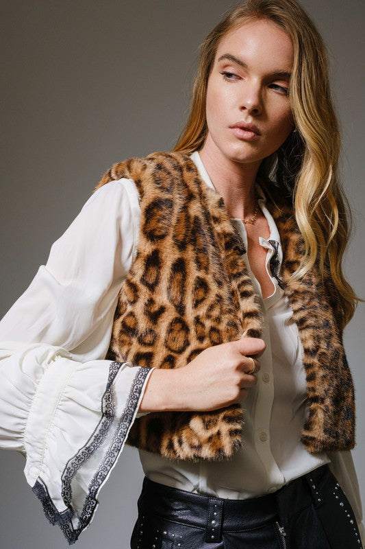 Animal Print Soft Faux Fur Vest