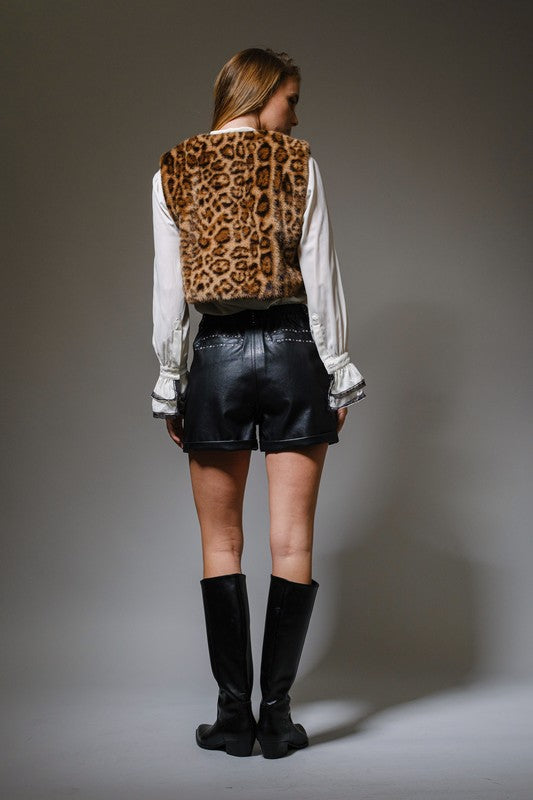 Animal Print Soft Faux Fur Vest