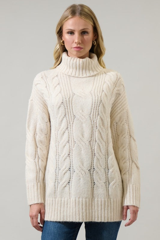 Vanilla Cream Oversized Tunic Sweater