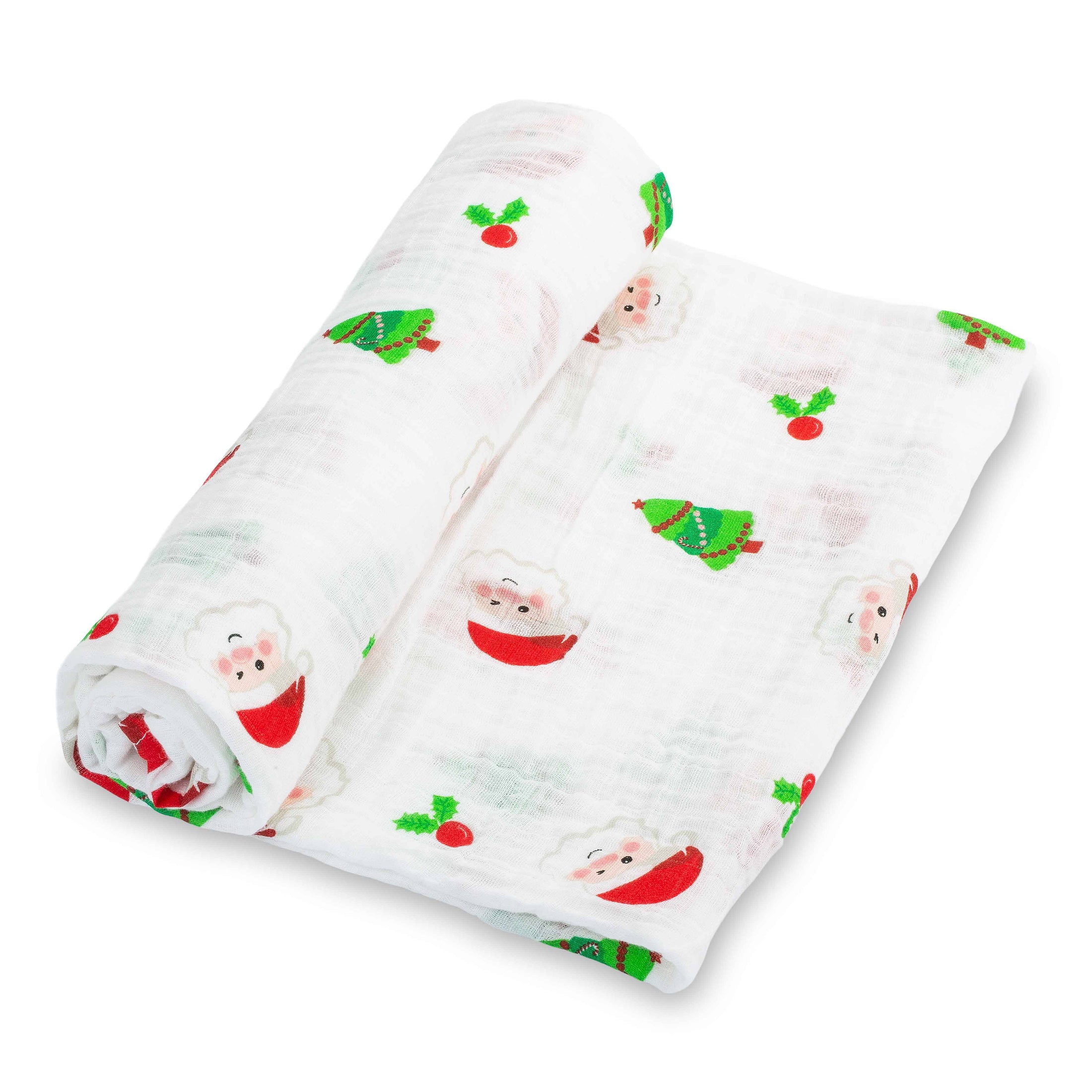 Santa & Christmas Trees Cotton Muslin Swaddle Blanket