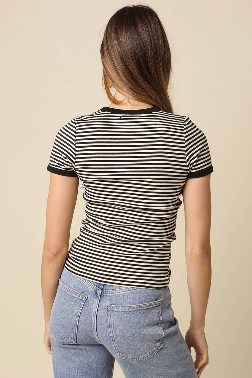 Olivia Striped Contrast Baby Tee