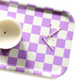Load image into Gallery viewer, Butter/Lavender Checker Rectangular Serving Tray - 27x20 cm
