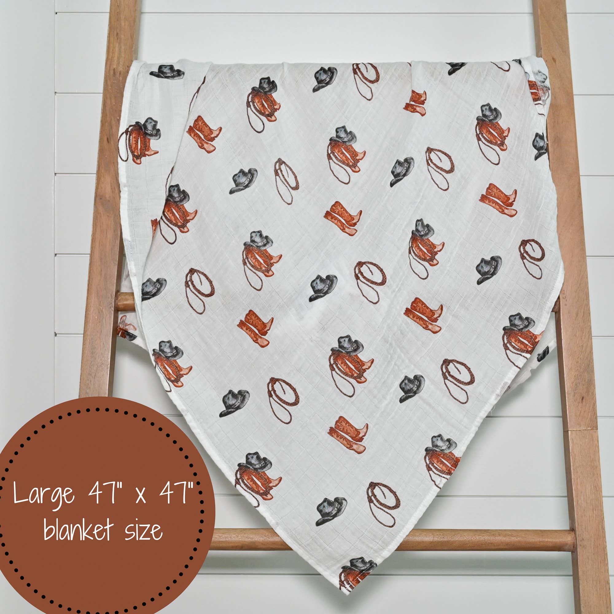 Baby Muslin Swaddle Blanket 47x47  Better In Boots
