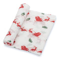 Load image into Gallery viewer, Santa & Reindeer Cotton Muslin Swaddle Blanket
