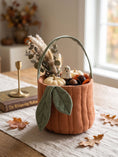 Load image into Gallery viewer, Pumpkin Basket | Quilted Storage Basket | Halloween Basket
