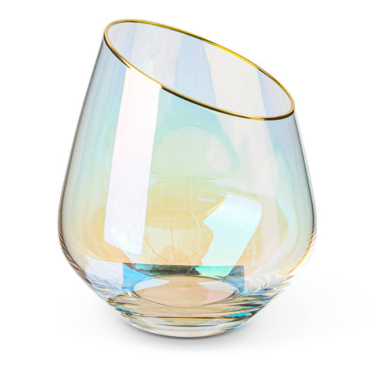 13.5oz Rocco Wine/Gold Rim - Clear Irid