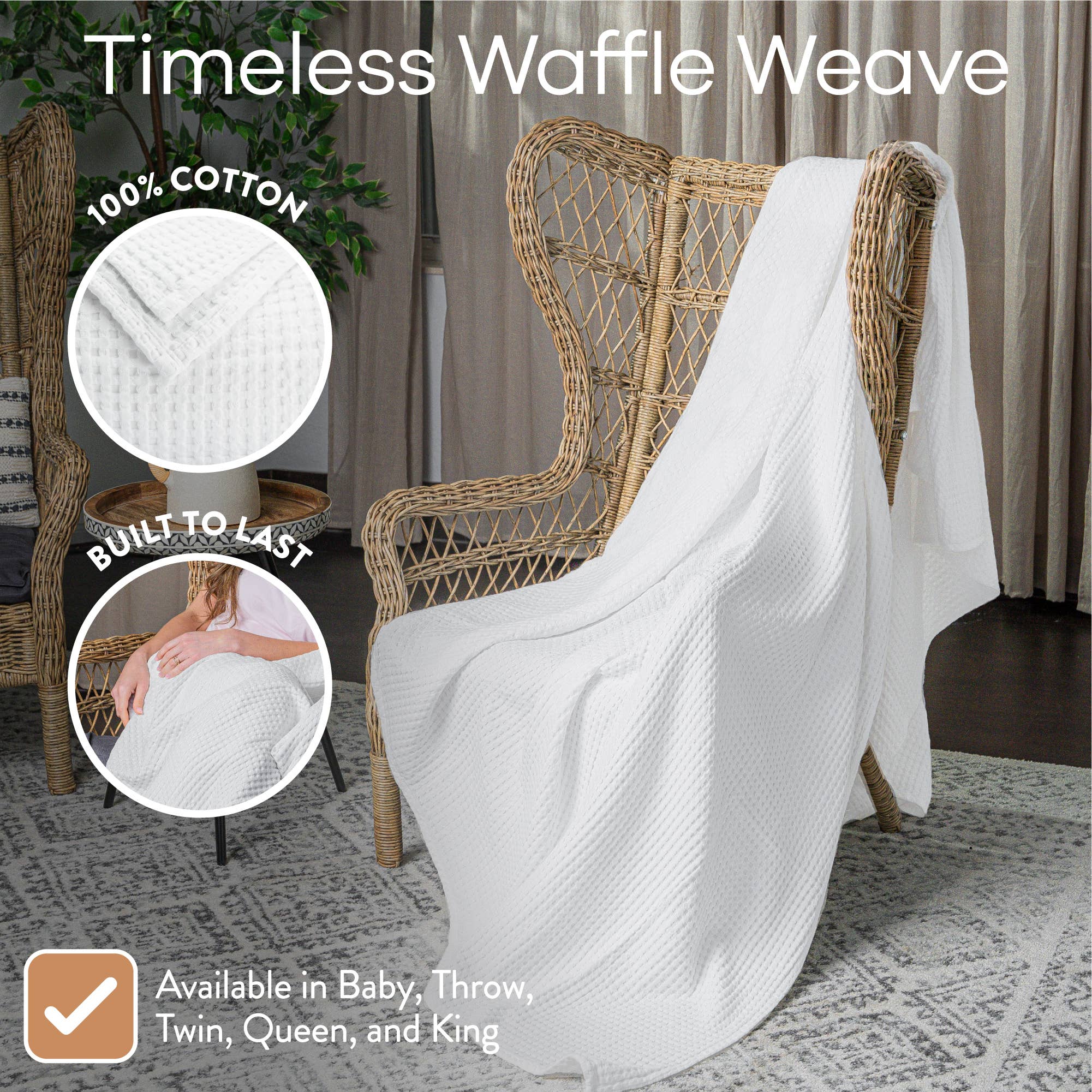 Waffle Blanket for Adults, Soft Bed Blanket by Comfy Cubs