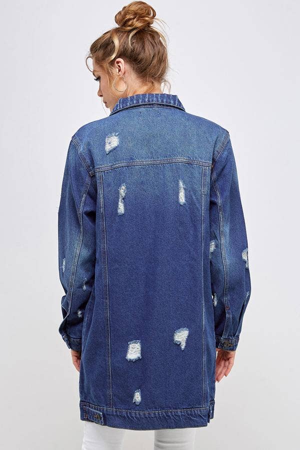 3/4 COTTON DENIM QUARTER JACKETS DISTRESSED WASHED