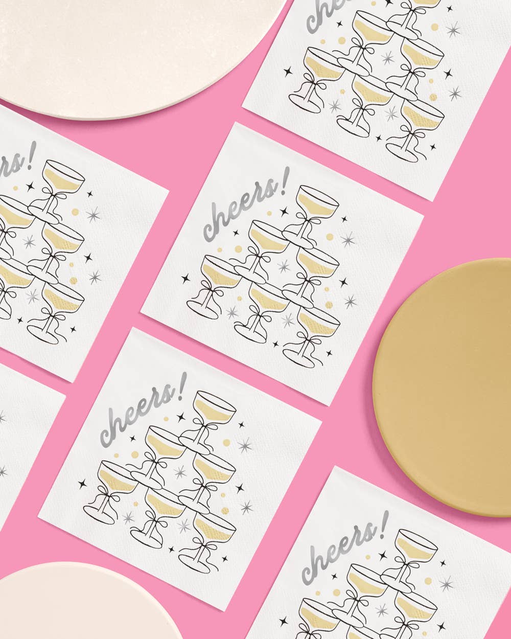 Gold Cheers Coupe Napkins | gold foil, party, celebration