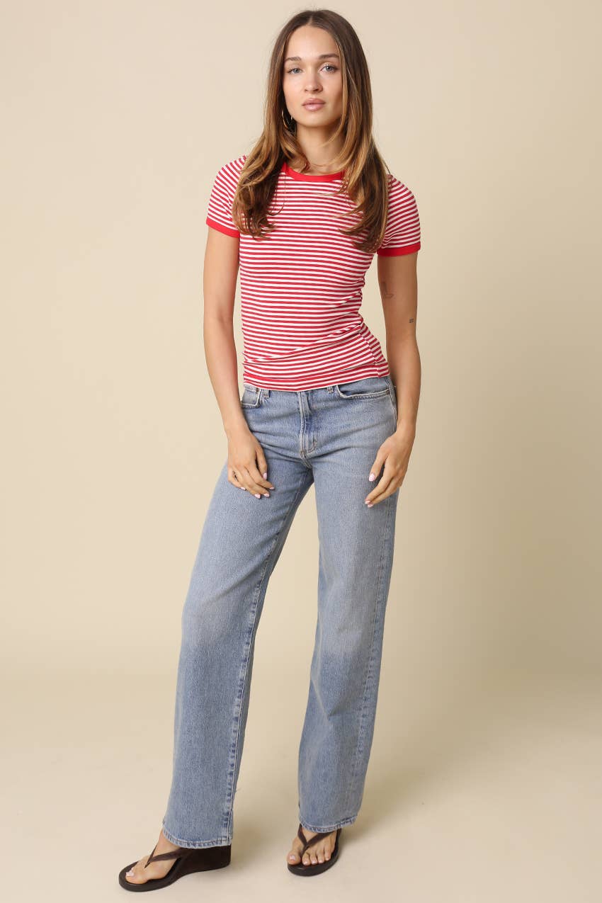 Olivia Striped Contrast Baby Tee