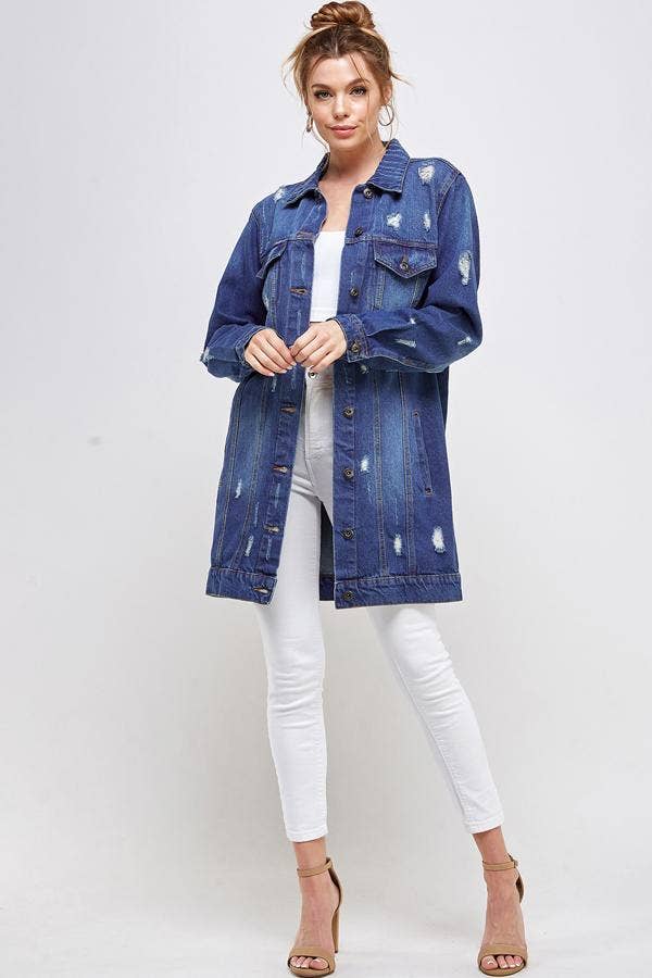3/4 COTTON DENIM QUARTER JACKETS DISTRESSED WASHED