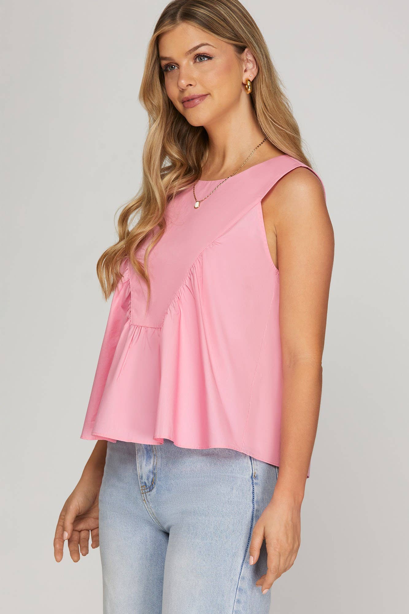 PM2358 - SLEEVELESS RUFFLE DETAIL TOP