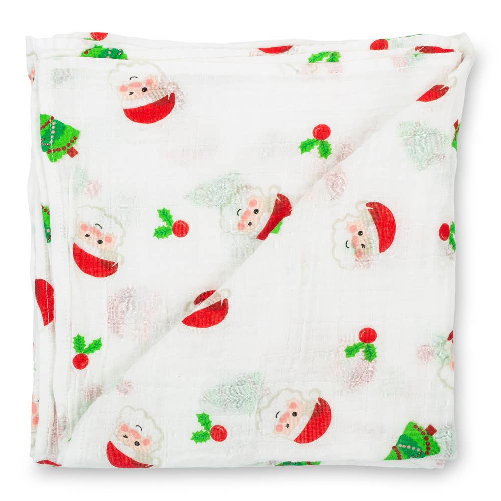 Santa & Christmas Trees Cotton Muslin Swaddle Blanket