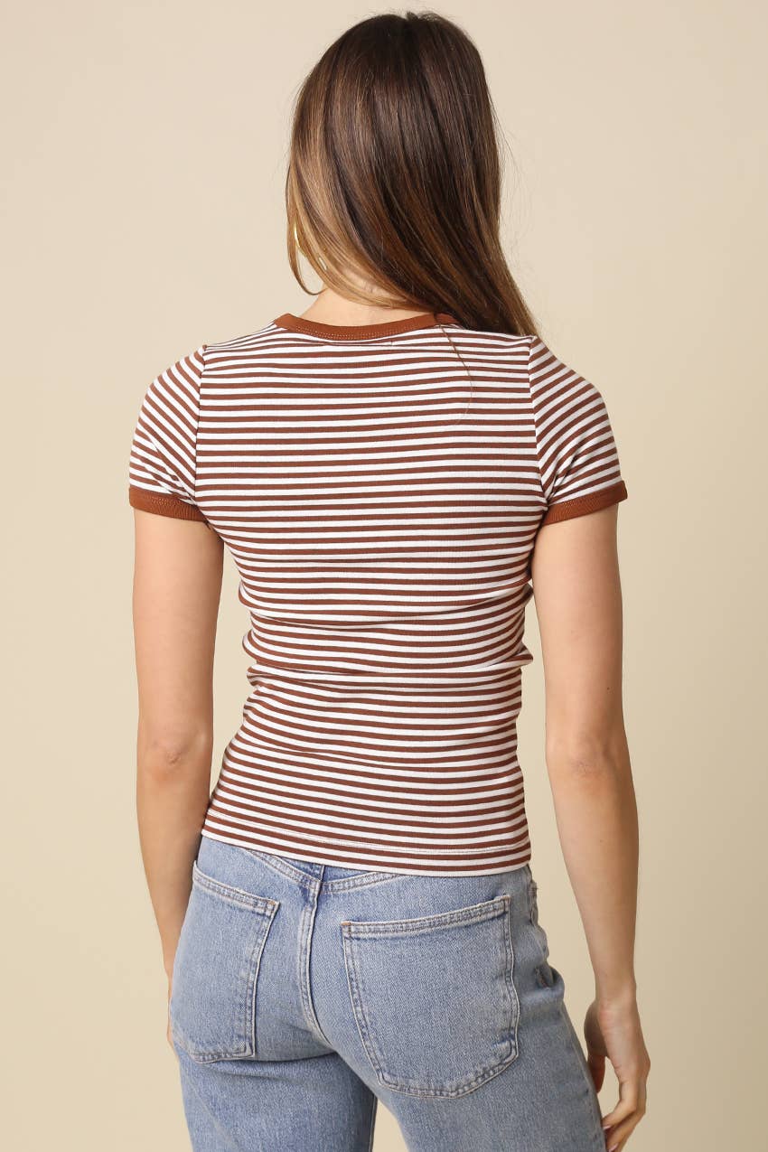 Olivia Striped Contrast Baby Tee