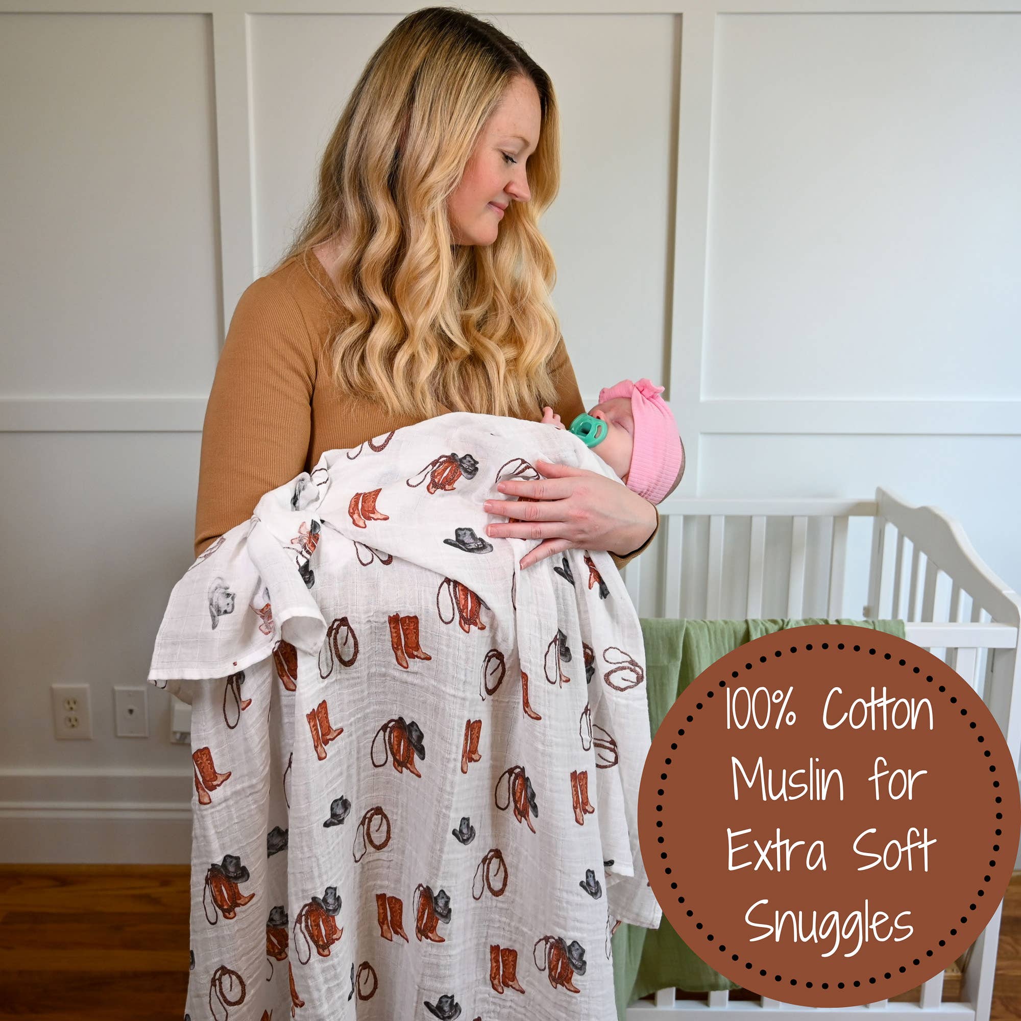 Baby Muslin Swaddle Blanket 47x47  Better In Boots