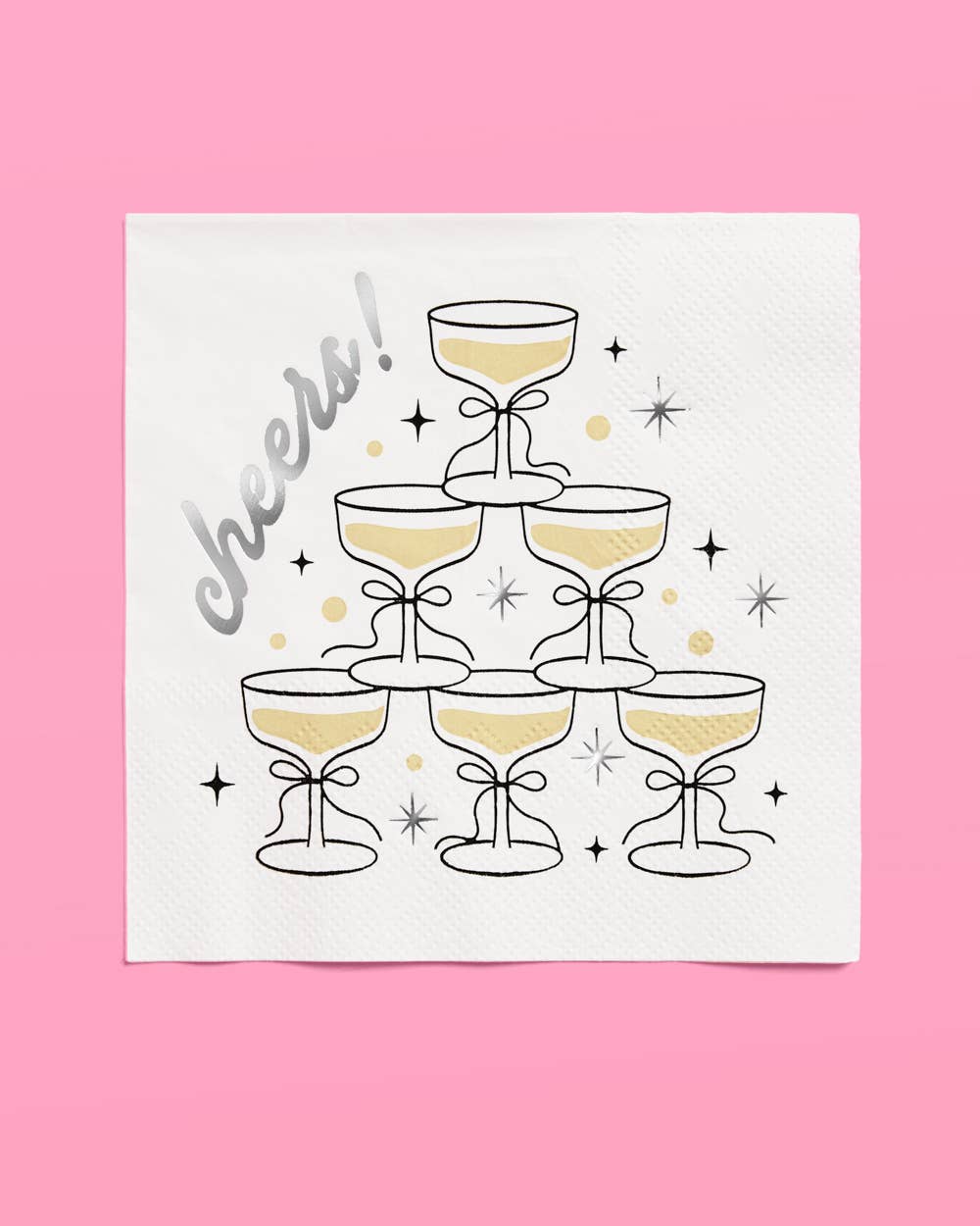 Gold Cheers Coupe Napkins | gold foil, party, celebration