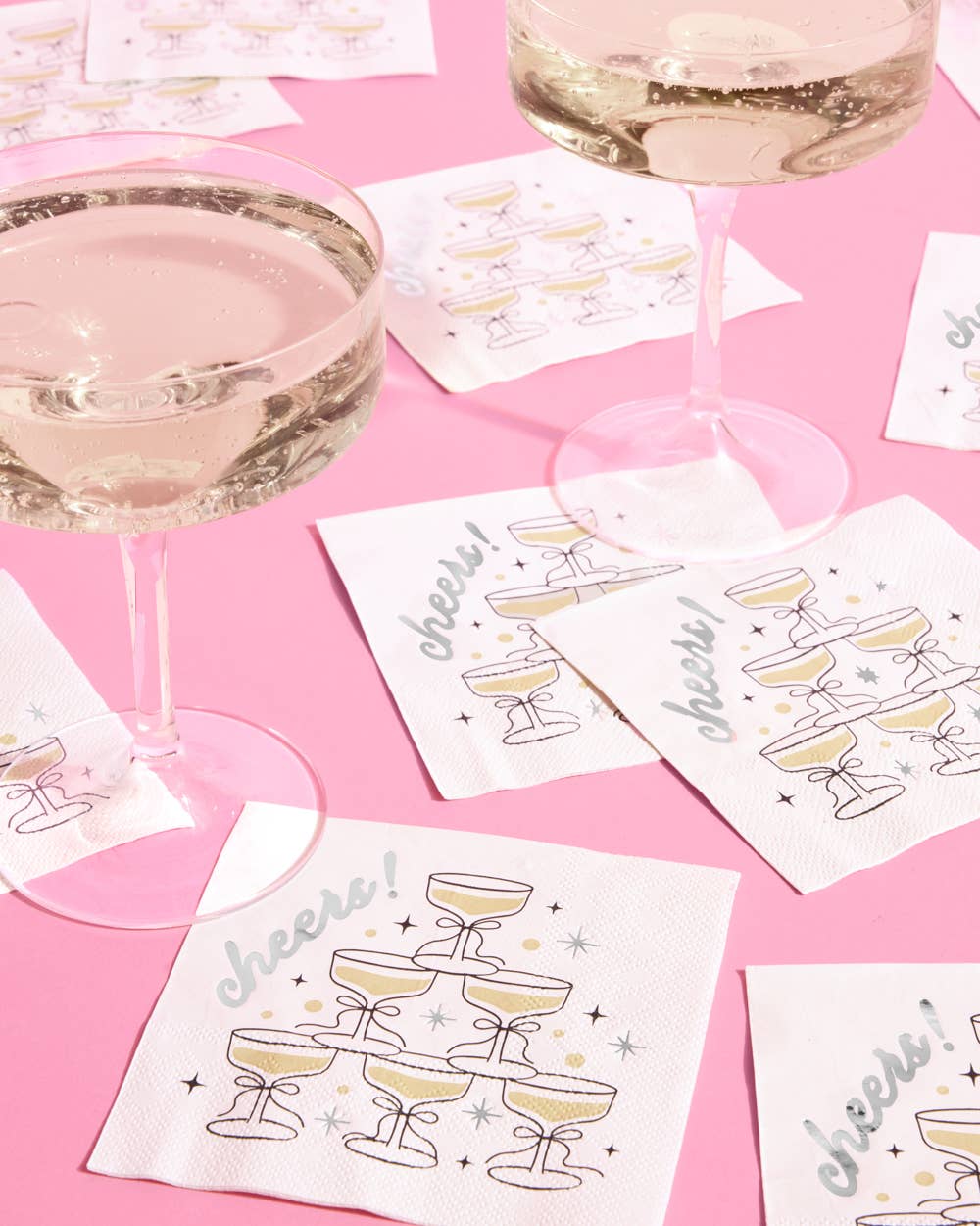 Gold Cheers Coupe Napkins | gold foil, party, celebration