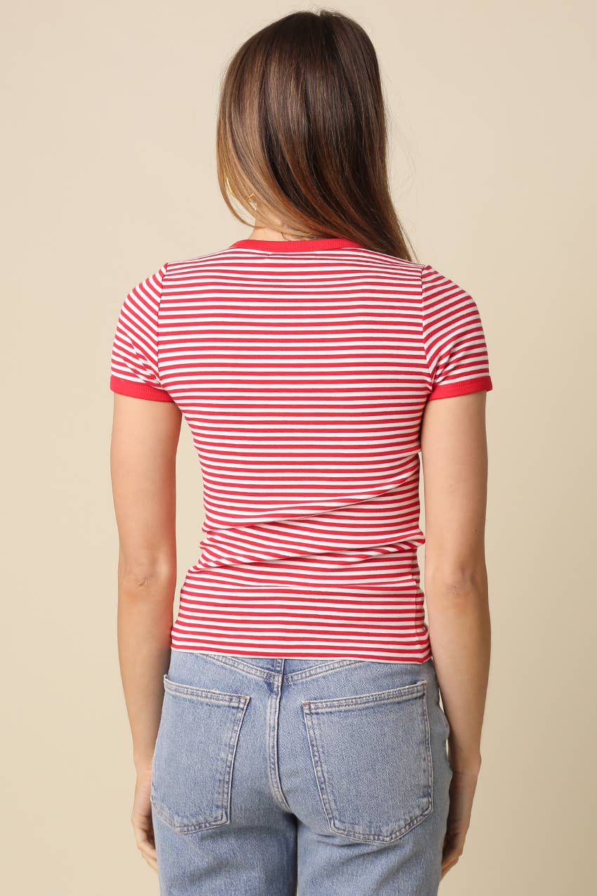 Olivia Striped Contrast Baby Tee