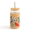 Load image into Gallery viewer, Hand-Painted Birds 16 oz. Glass Cup with Bamboo Lid and Stainless Steel Straw
