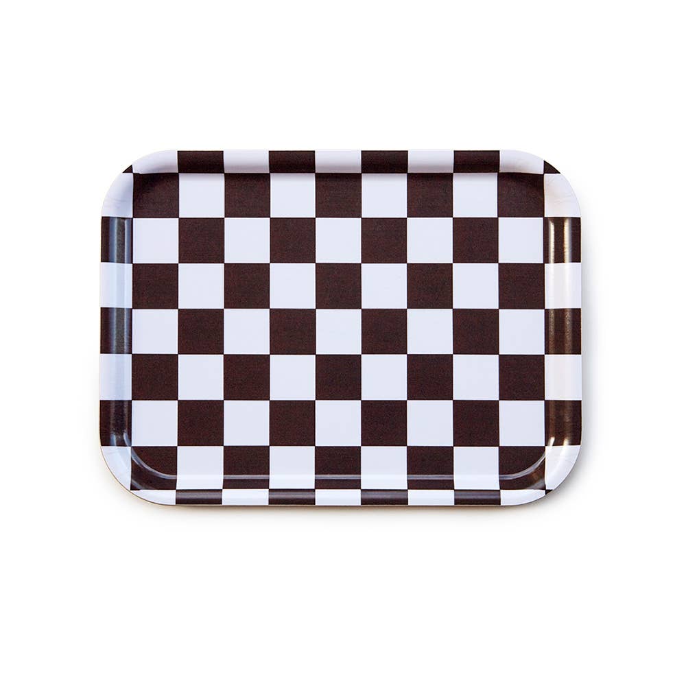 Espresso & Cream Checkerboard Trinket & Tea Tray