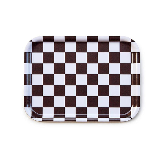 Espresso & Cream Checkerboard Trinket & Tea Tray