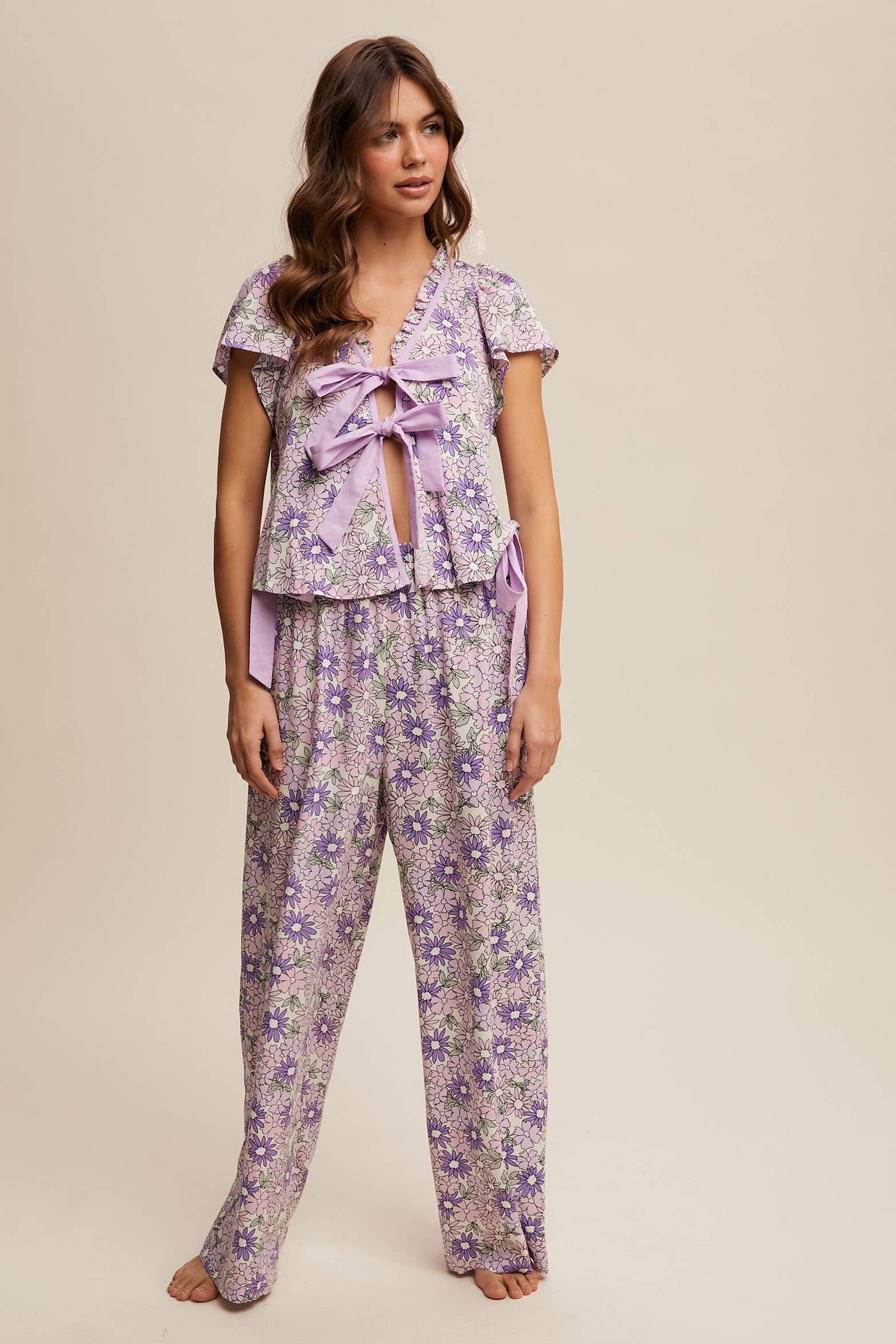 Lavender Floral Top and Pant Set