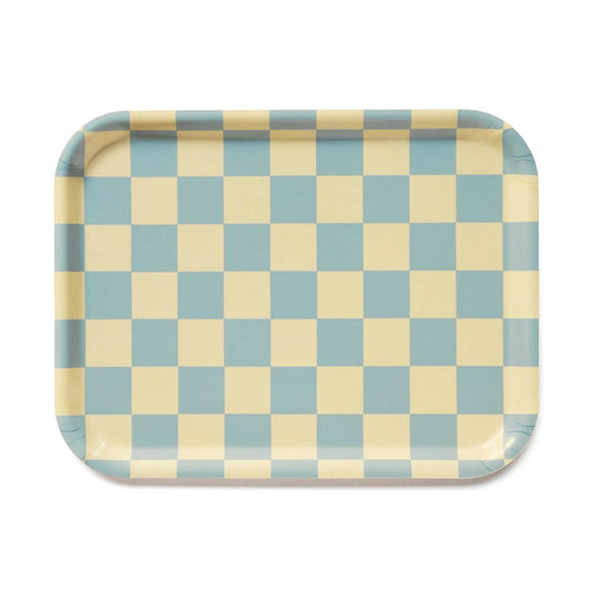 Lemon & Seafoam Checkerboard Trinket & Tea Tray