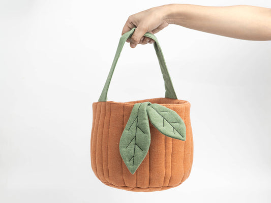 Pumpkin Basket | Quilted Storage Basket | Halloween Basket