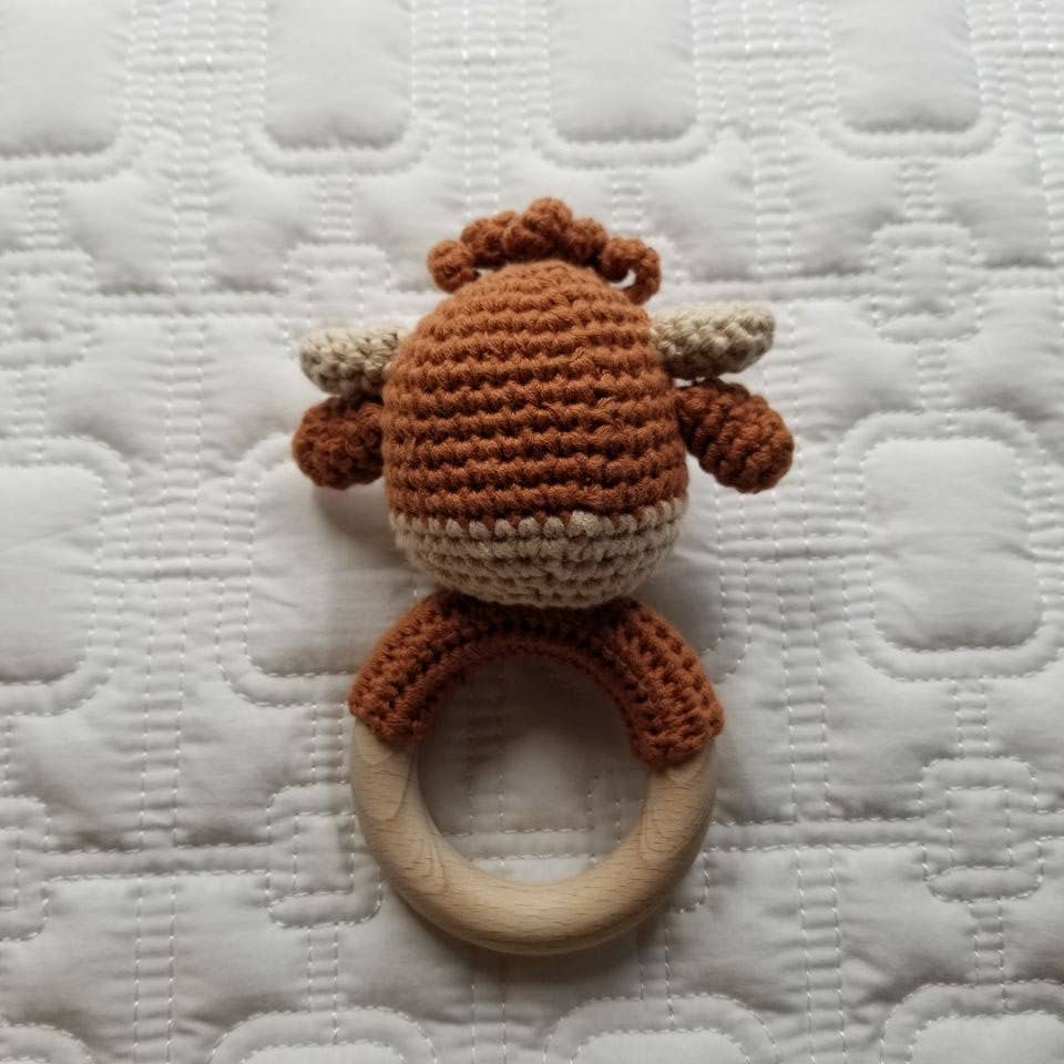 Highland Cow Hand Crochet Rattle