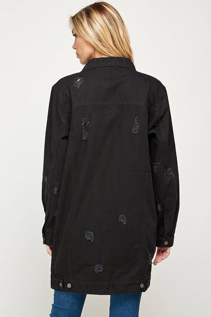 3/4 COTTON DENIM QUARTER JACKETS DISTRESSED WASHED