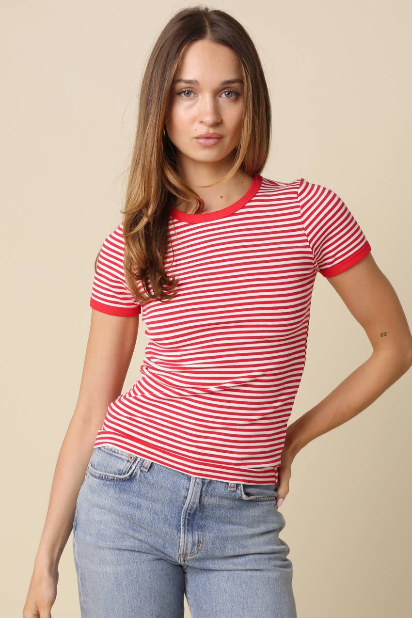 Olivia Striped Contrast Baby Tee