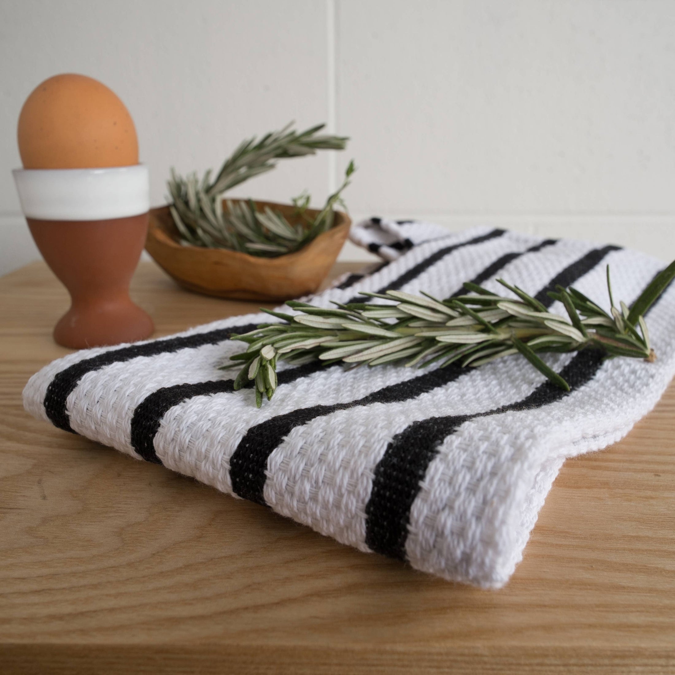 Basketweave Black Kitchen Towel