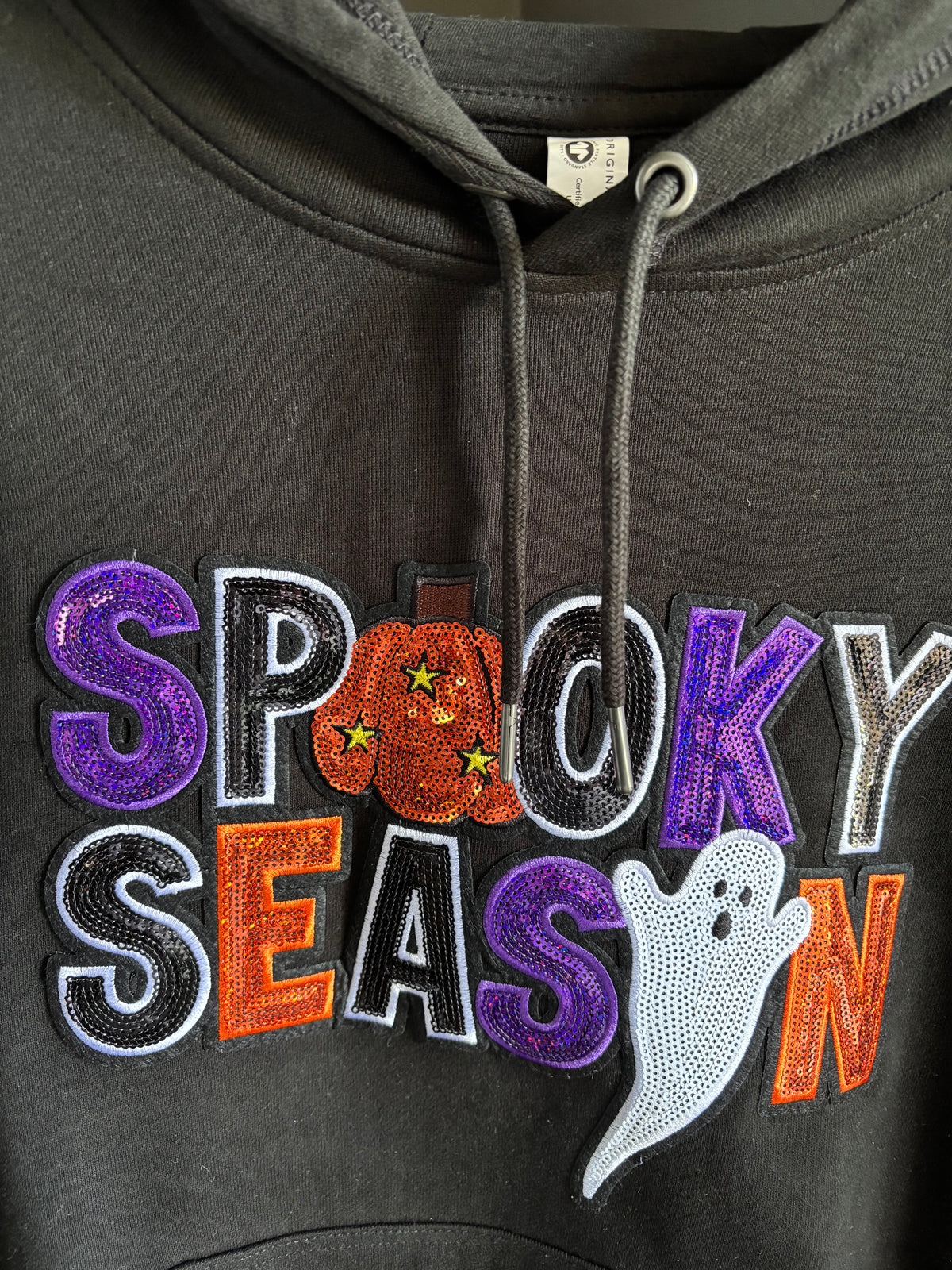 Spooky Season Sequin Halloweed Hoodie - Black