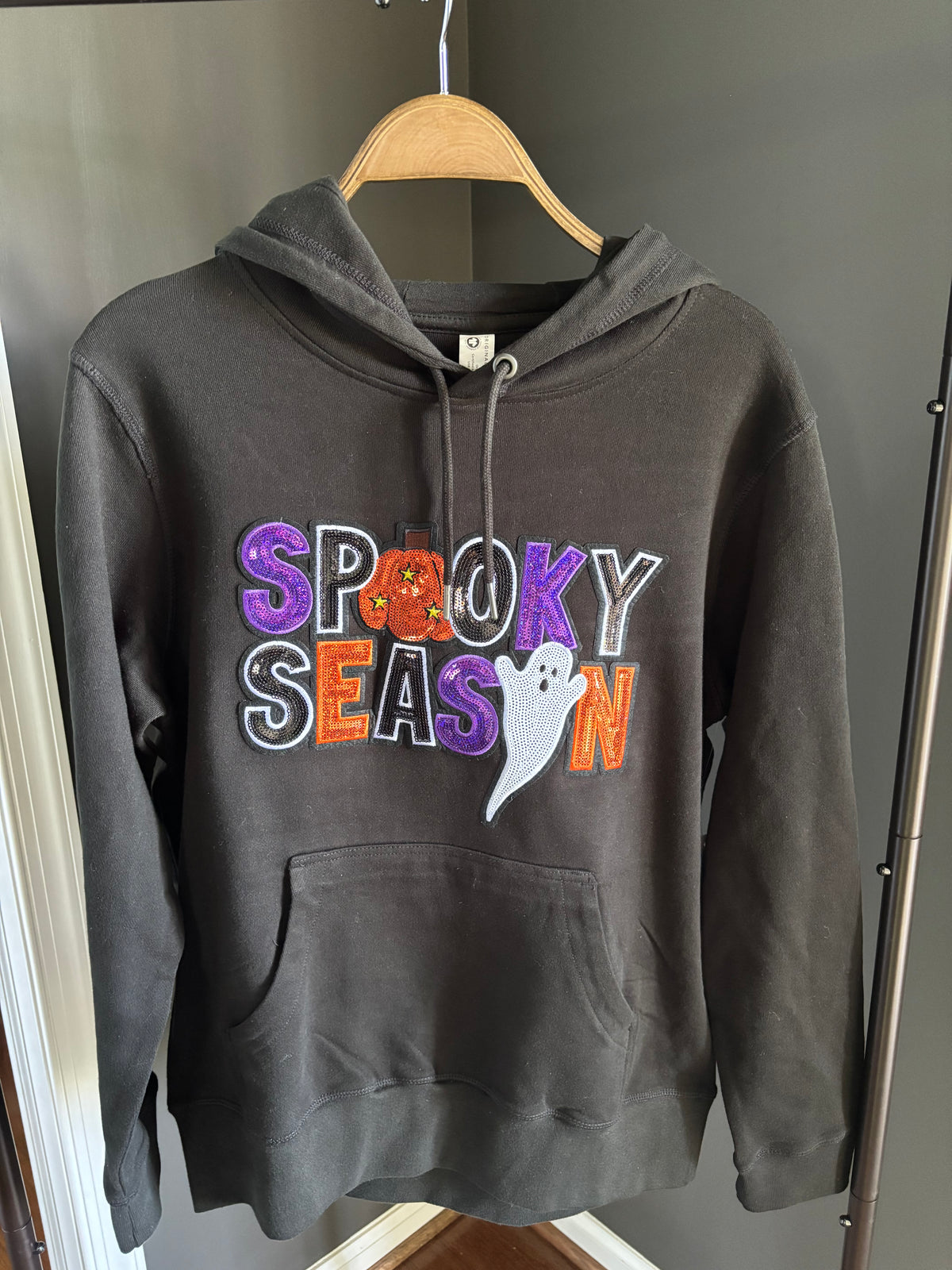 Spooky Season Sequin Halloweed Hoodie - Black