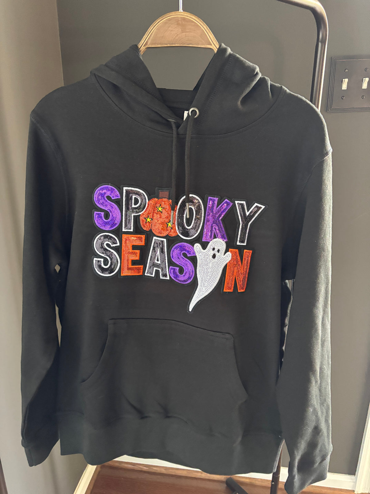 Spooky Season Sequin Halloweed Hoodie - Black