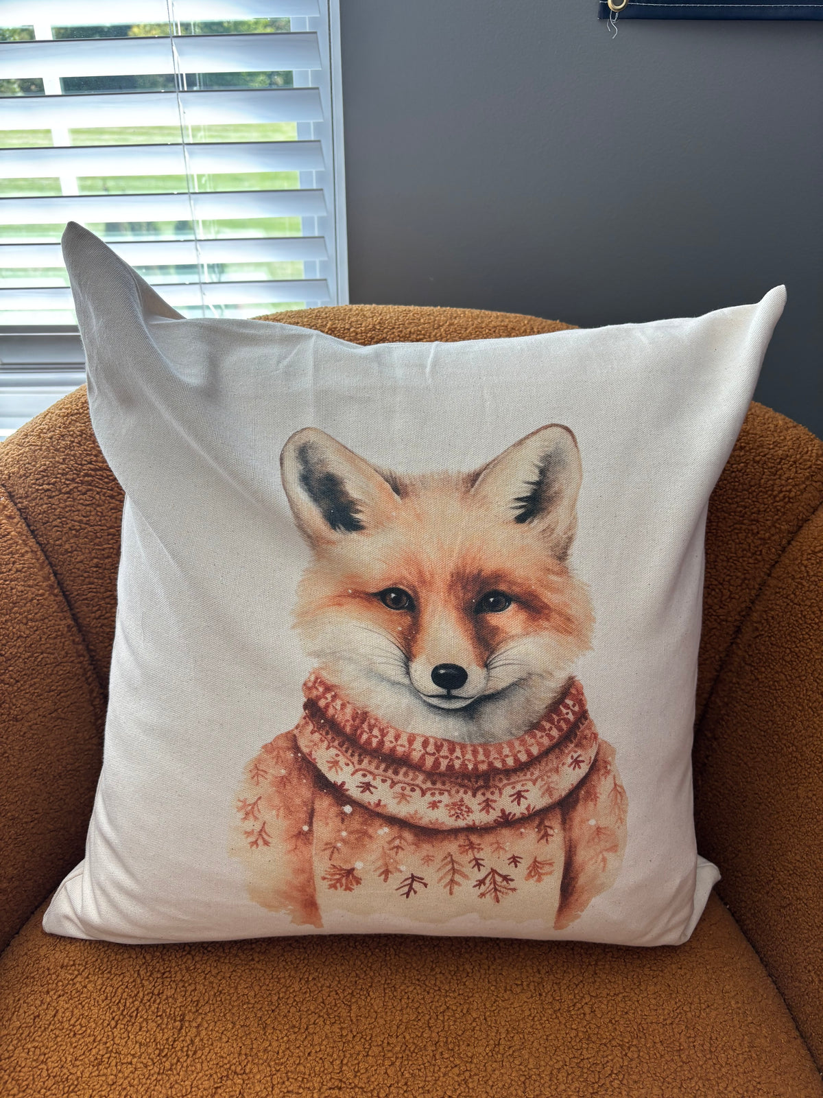 Fair Isle Fox Pillow Cover
