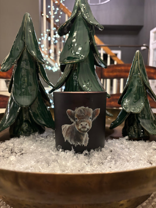 Highland Cow Boxed Soy Candle - Cardamom Tobacco