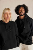 Load image into Gallery viewer, Unisex Black Heavyweight Organic Brushed Hooded Sweatshirt
