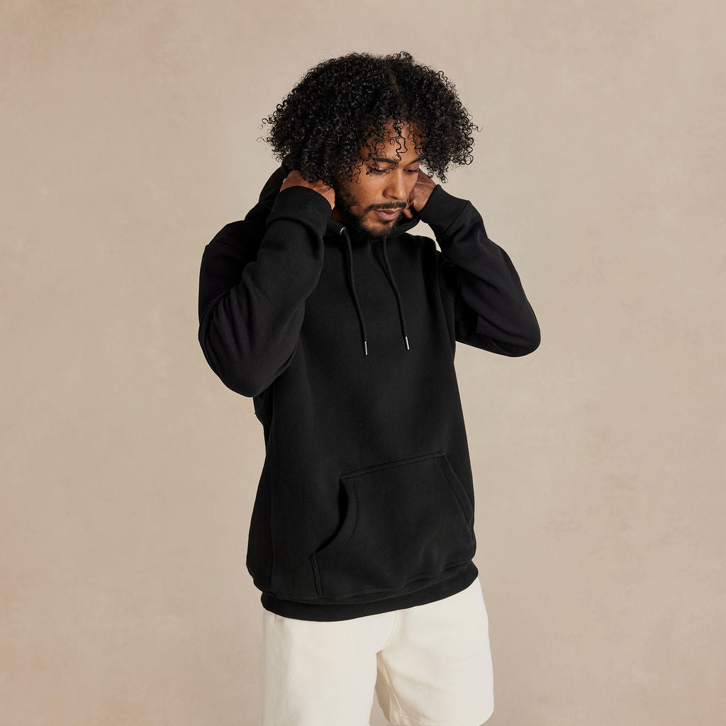 Unisex Black Heavyweight Organic Brushed Hooded Sweatshirt