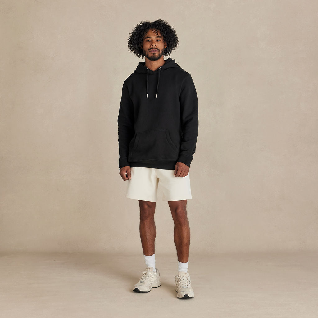Unisex Black Heavyweight Organic Brushed Hooded Sweatshirt