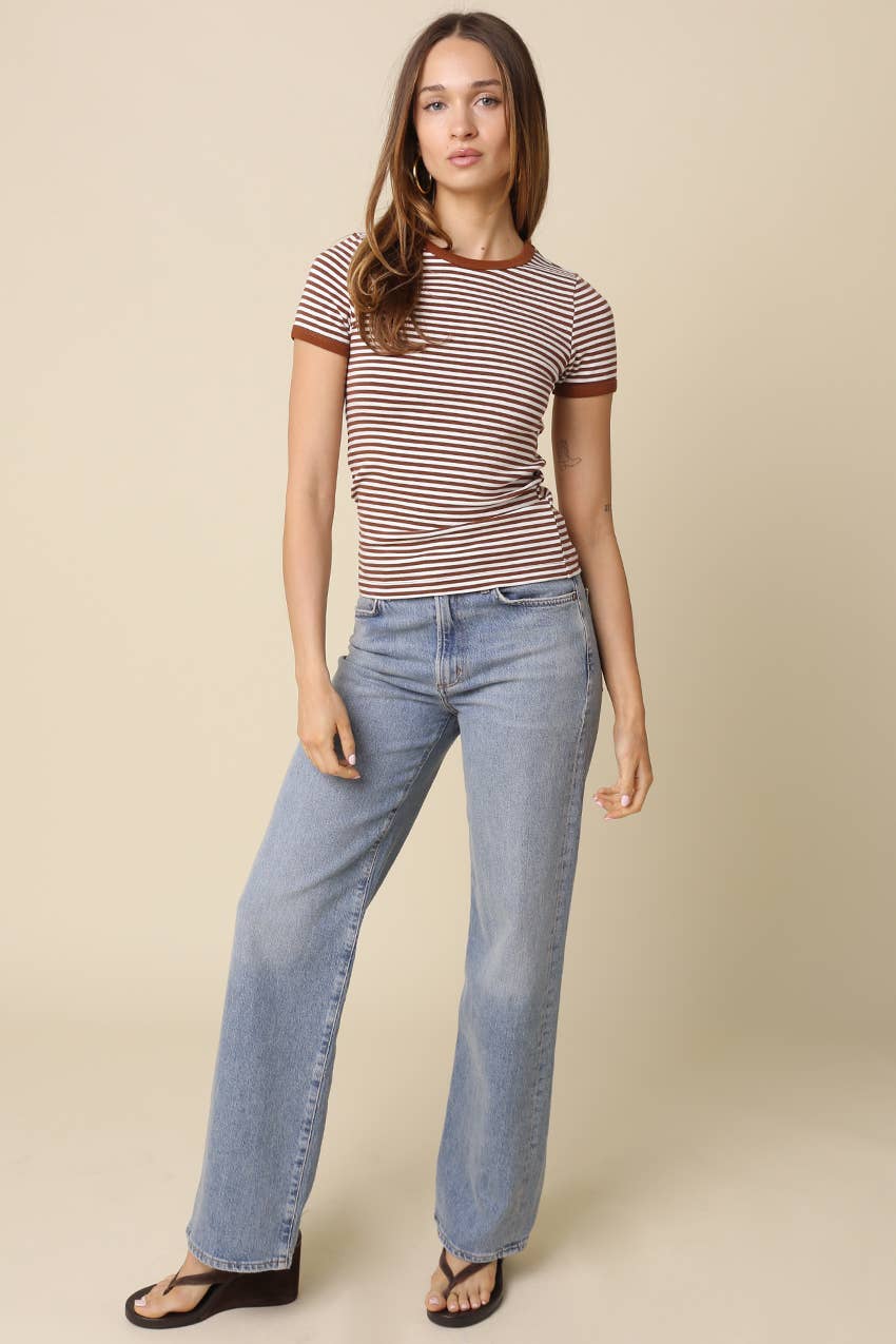 Olivia Striped Contrast Baby Tee